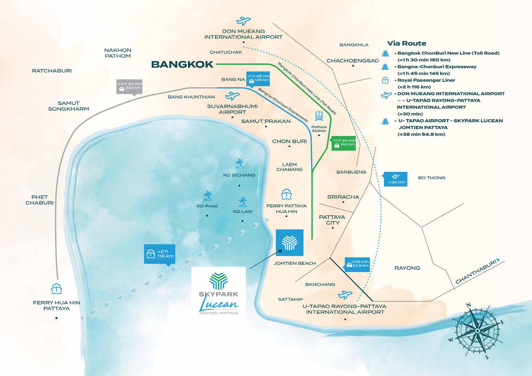 Skypark location — Jomtien Beach aerial view